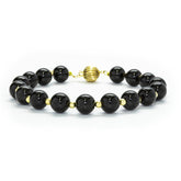 8mm Polished Black Onyx & 14K Gold Bracelet